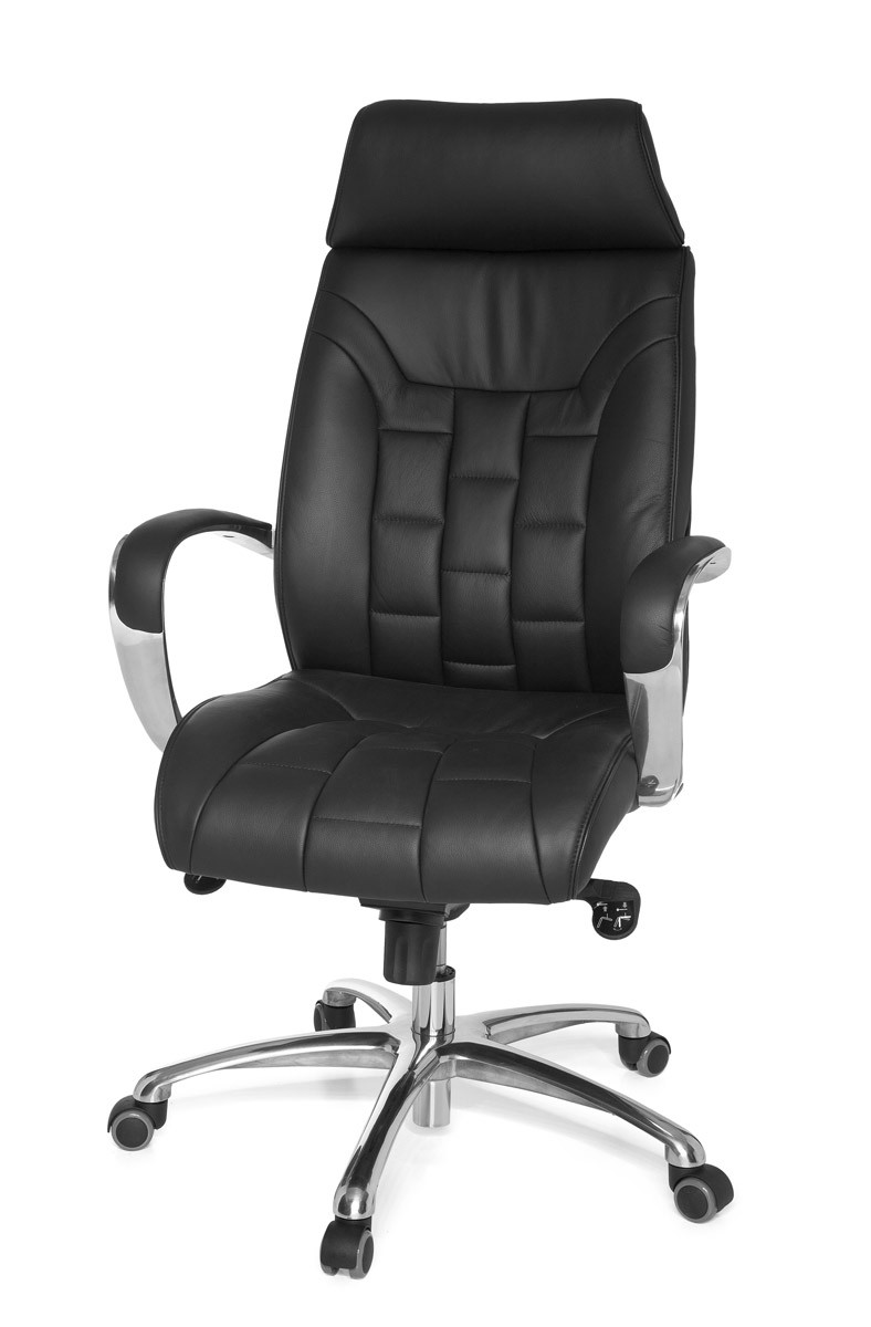 AMSTYLE Bürostuhl TURIN Echtleder schwarz bis 120kg Schreibtischstuhl Wippfunktion Chefsessel
