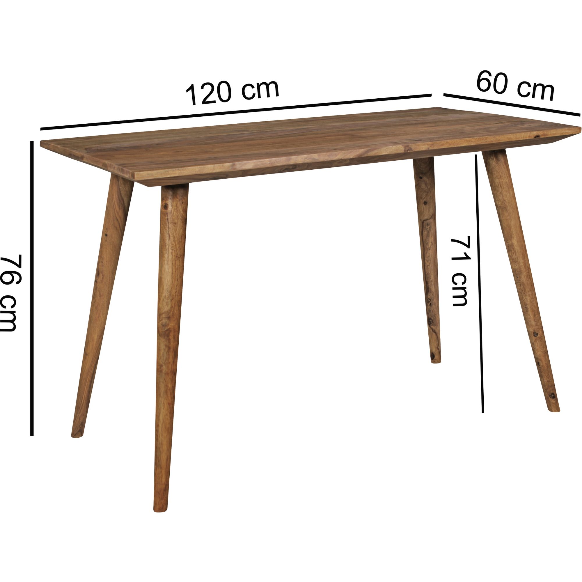 Esszimmertisch REPA 120 x 60 x 76 cm Sheesham rustikal Massiv-Holz, Design Landhaus Esstisch, Tisch für Esszimmer rechteckig, 4