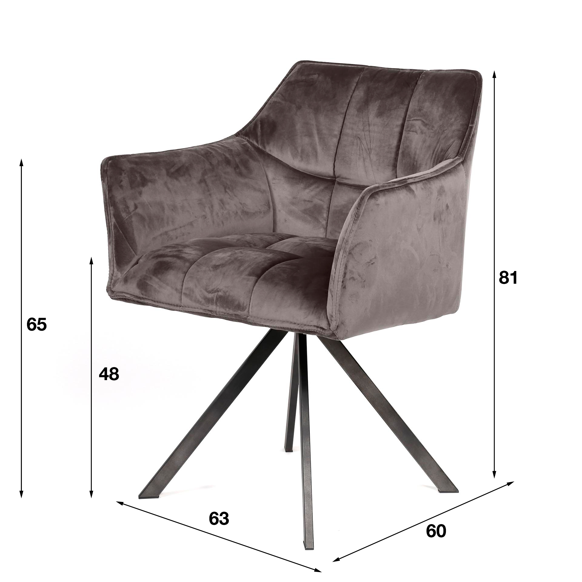 Home Designs Armstuhl raster drehbar. Pro 2 Stück verpackt / Anthrazit velvet