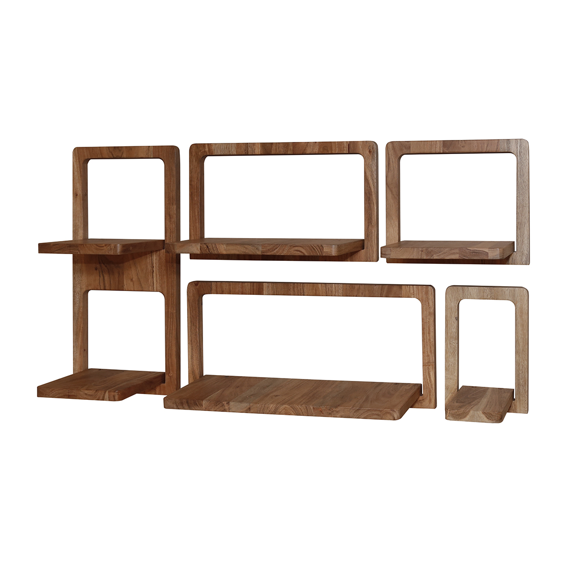 Home Designs Wandregal-Set 'Curvy' – 5-teilig Akazienholz