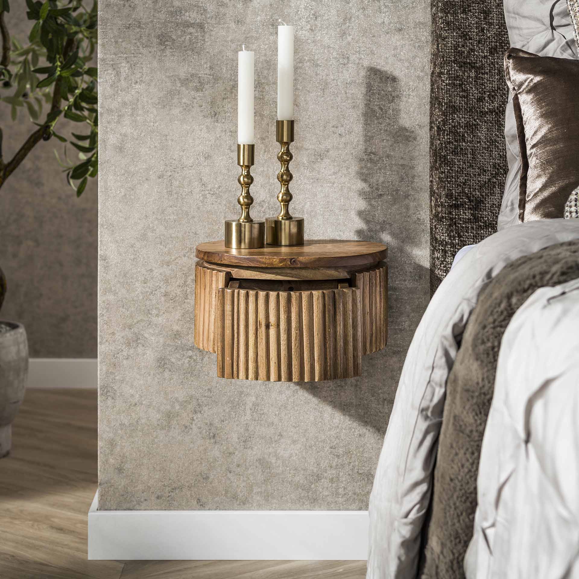 Wave XS Rund-Nachttisch 30 cm – Eleganz und Funktion in perfektem Design