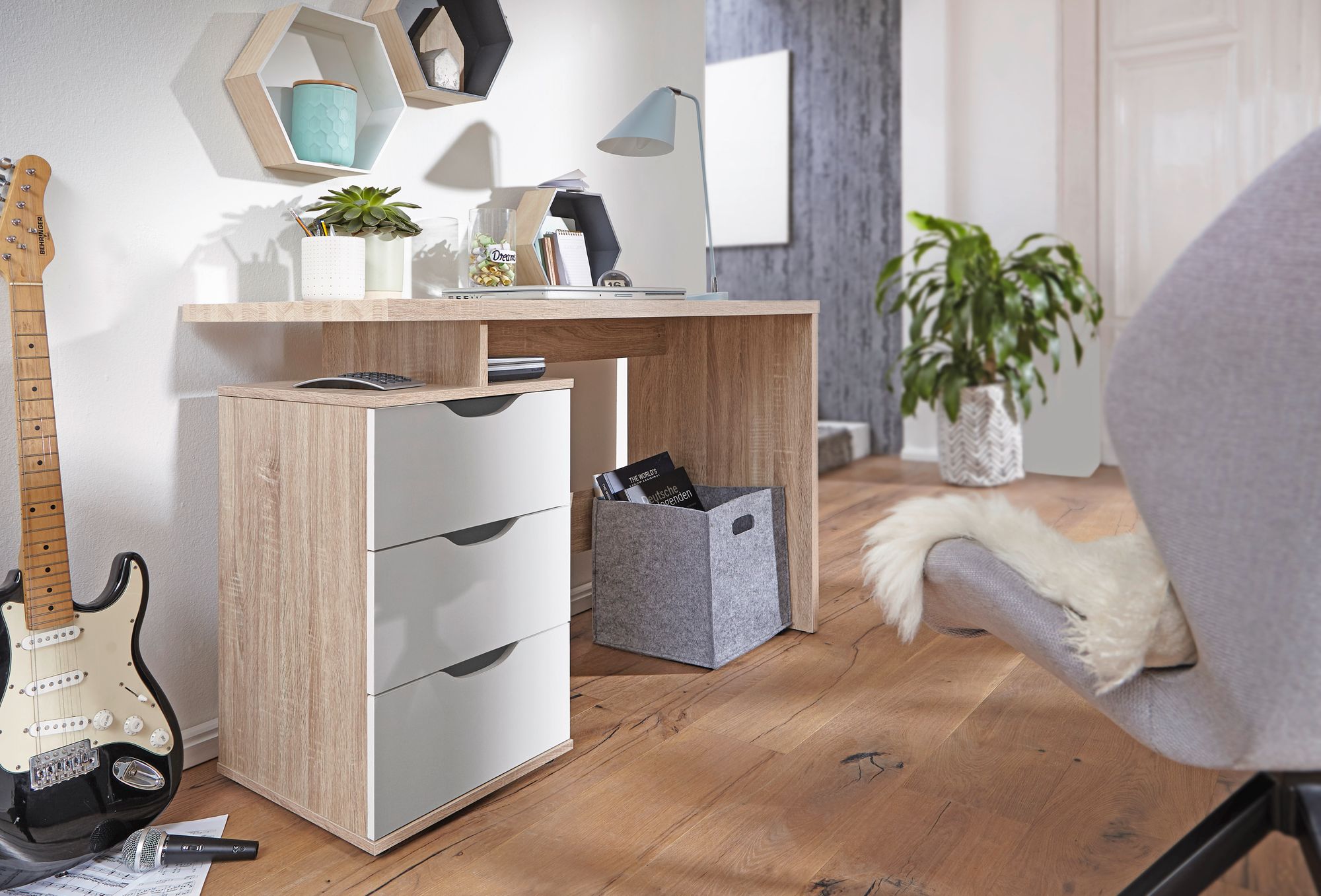 40532-WOHNLING-Schreibtisch-SAMO-120-x-76-x-53-cm-mit-3-Schubladen-in-Sonoma-Weiss---Computertisch-modern-fuer-Jugendliche---Laptoptisch-platzsparend-mit-Ablage-Sekretaer--Kinderschreib_1.jpg