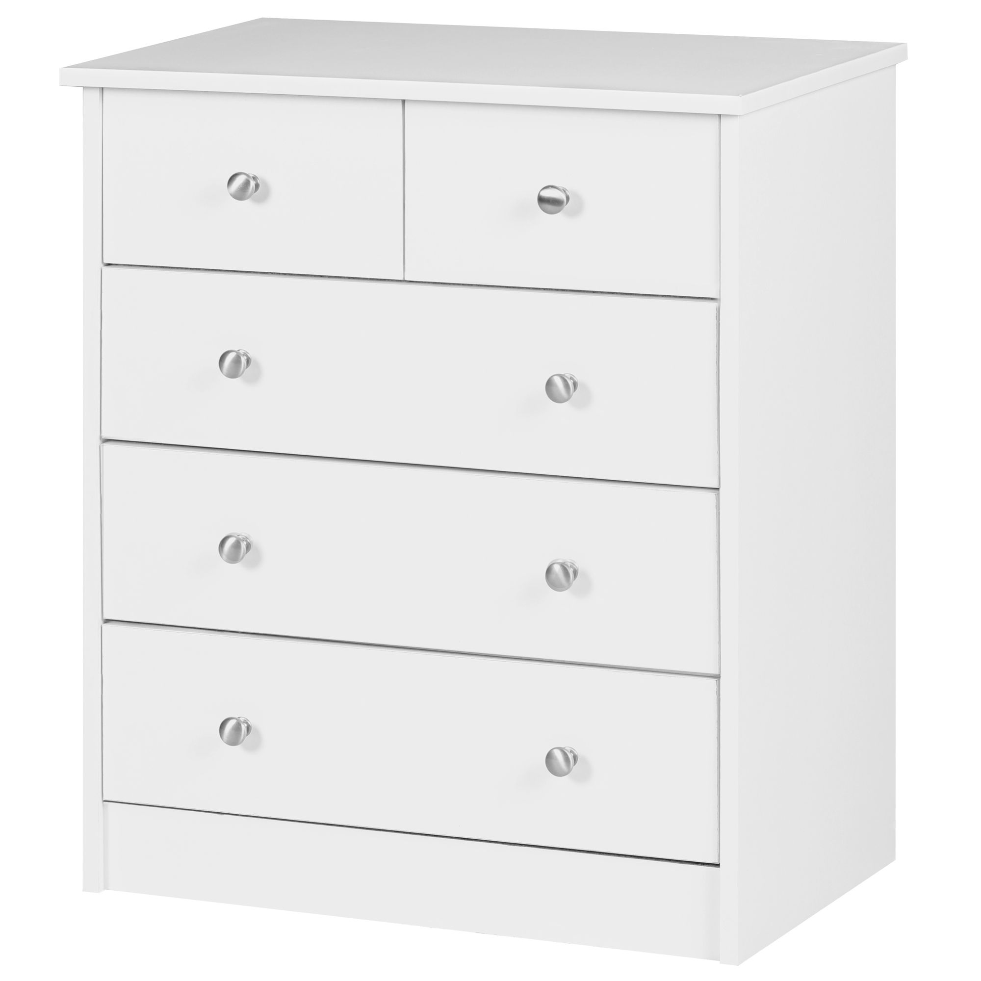 Design Holz-Kommode 60 x 70 x 35 cm weiß mit 5 Schubladen, Mehrzweckanrichte flach für Flur, Modernes Sideboard zeitlose Anrichte