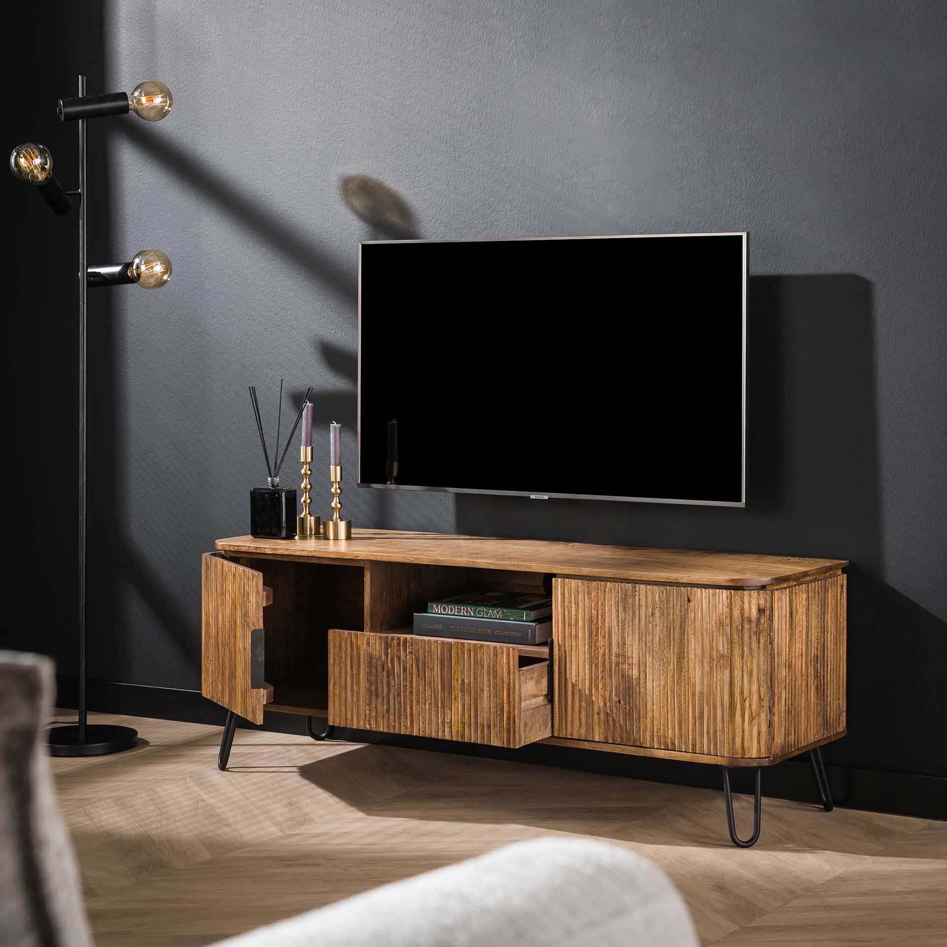 Home Designs TV-möbel wave / Massif mango Sandfarbe
