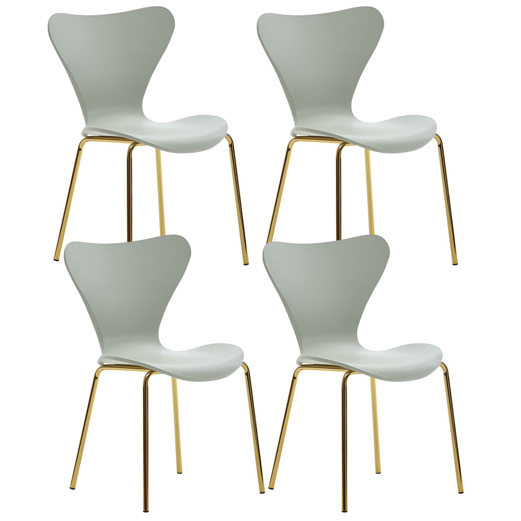 Design Esszimmerstuhl 4er Set Grün Kunststoff mit goldenen Metallbeinen | Küchenstuhl Skandinavisch