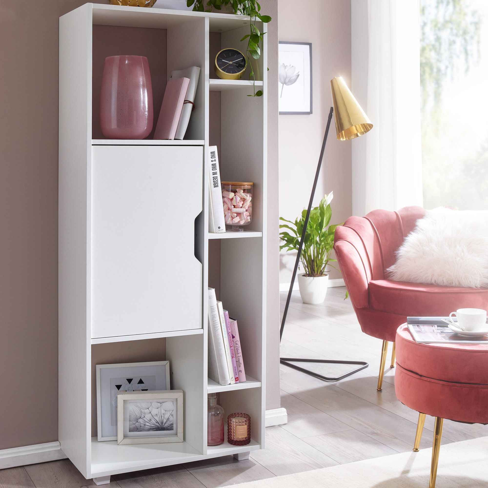 Bücherregal Weiß Standregal Offen Modern Wohnzimmer | Design Raumteiler