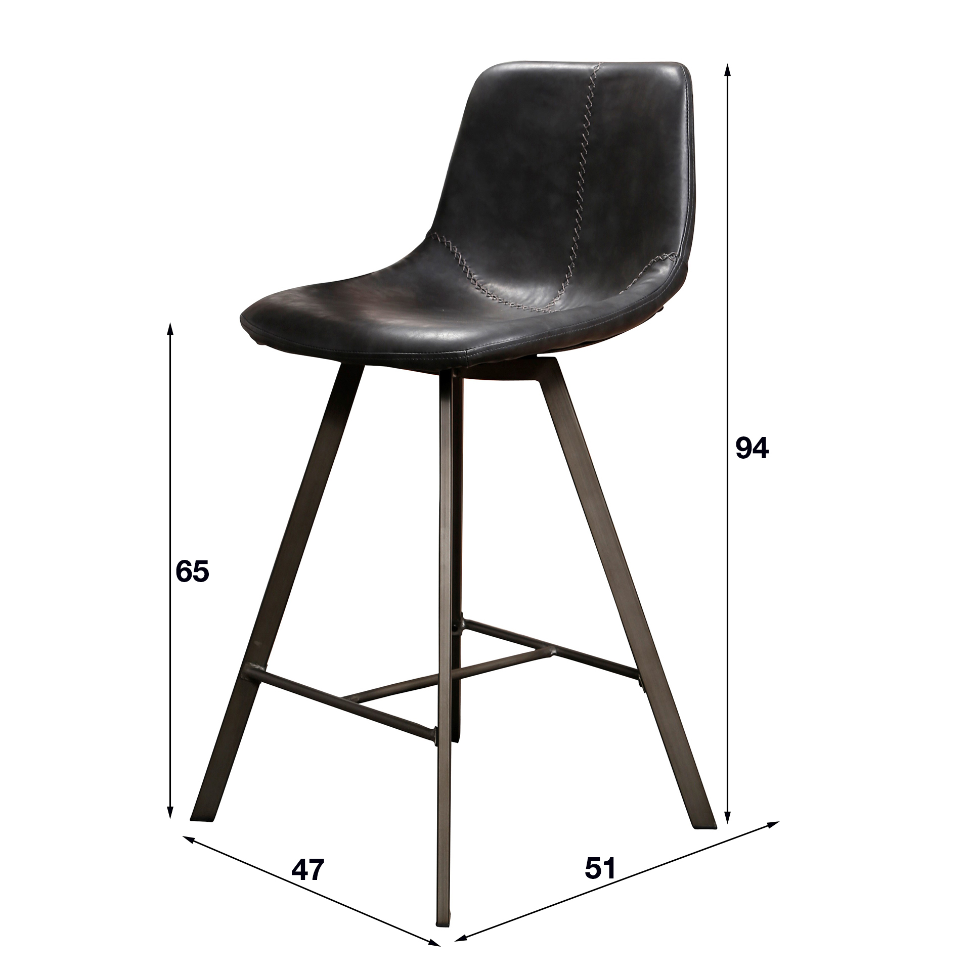 Home Designs Barstuhl zig-zag flacher Rahmen VPE 4/st / Saddle PU Schwarz