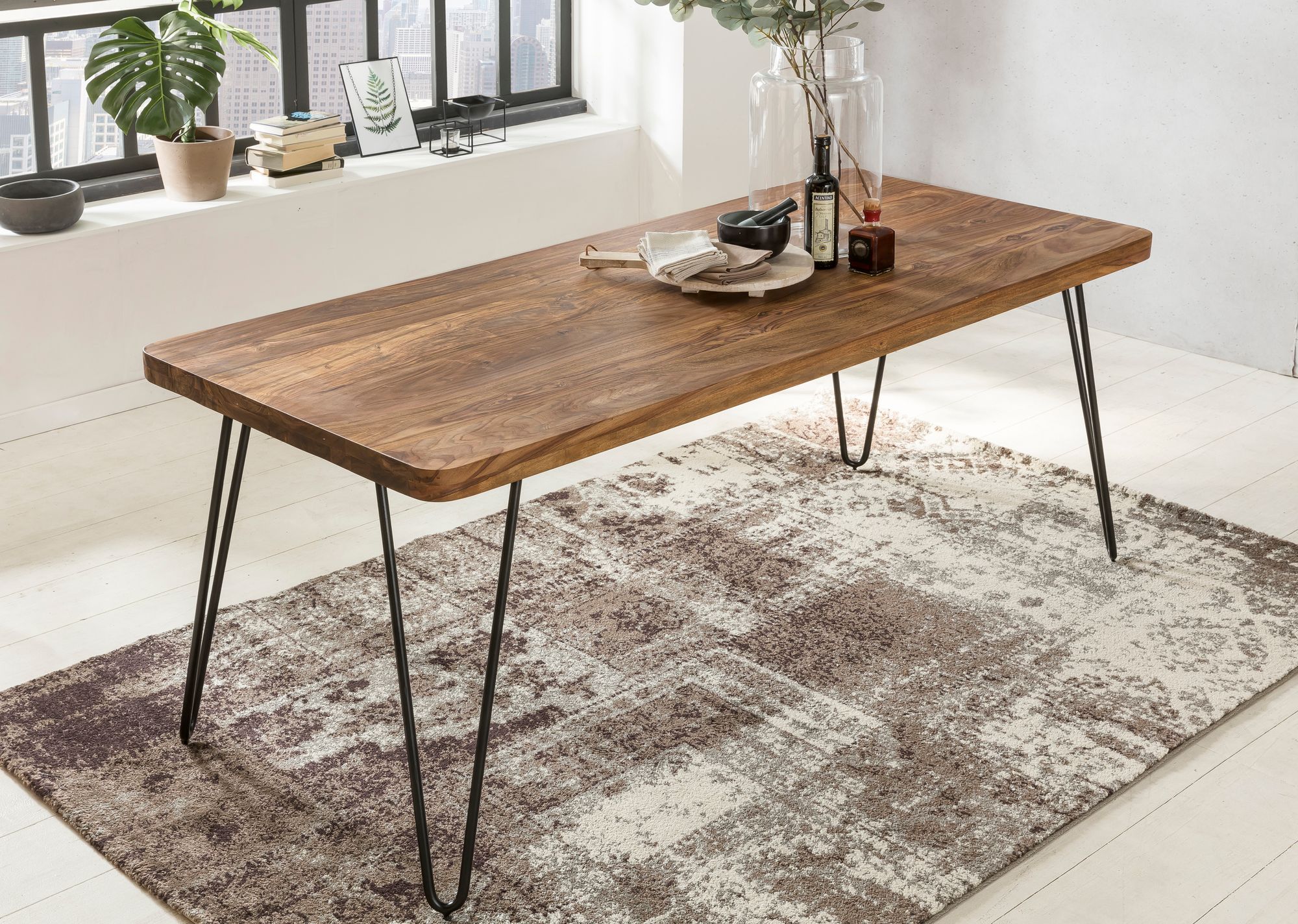 Wohnling Esstisch Mumbai Aus Massivholz Sheesham - 80x80 Cm - Landhausstil