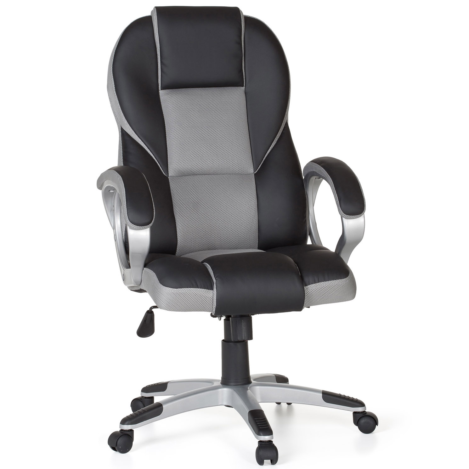 Amstyle Bürostuhl RACE Grau Gaming Chefsessel mit Armlehne