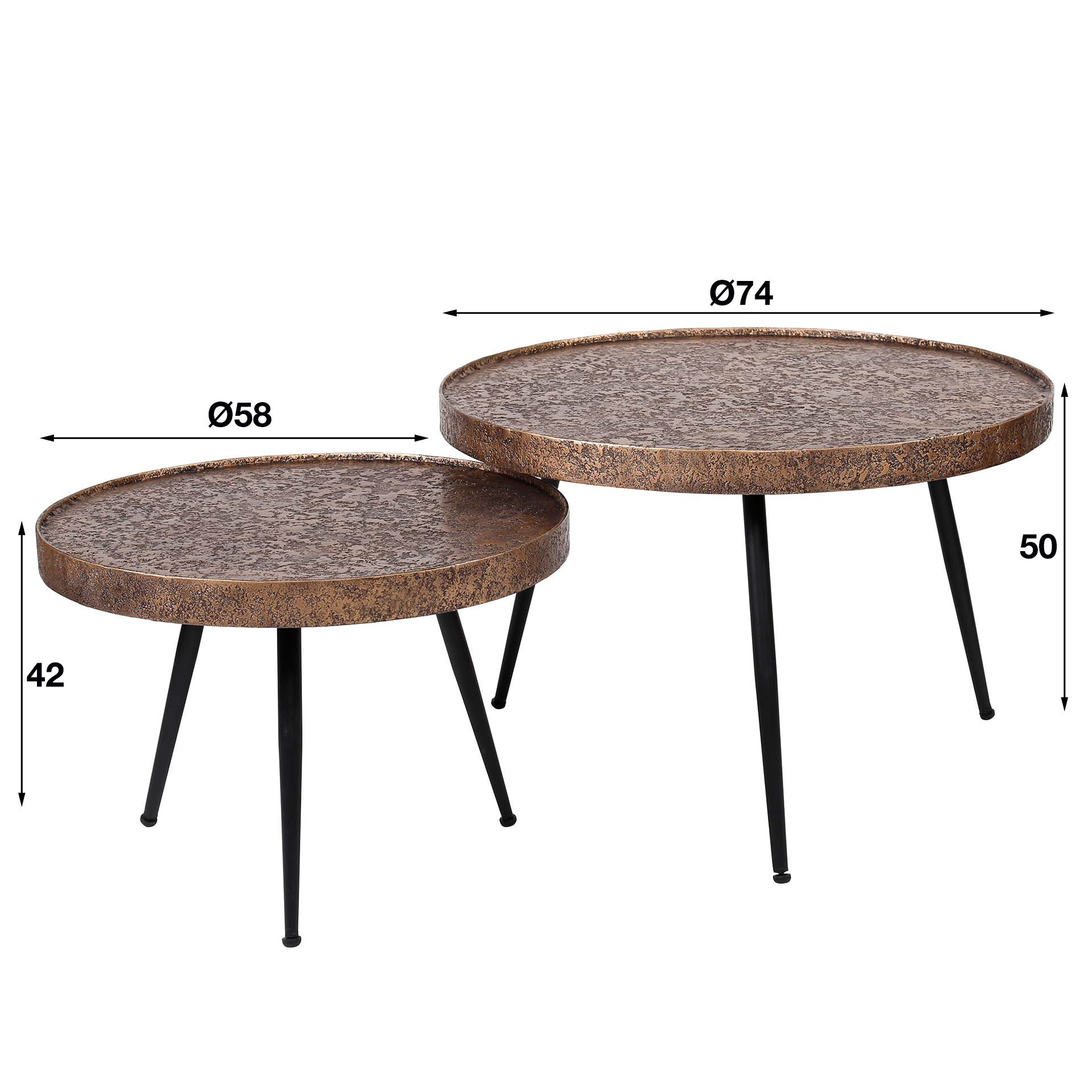 HOME-DESIGNS Couchtisch Lion Rund 2er Set Bronze Antik