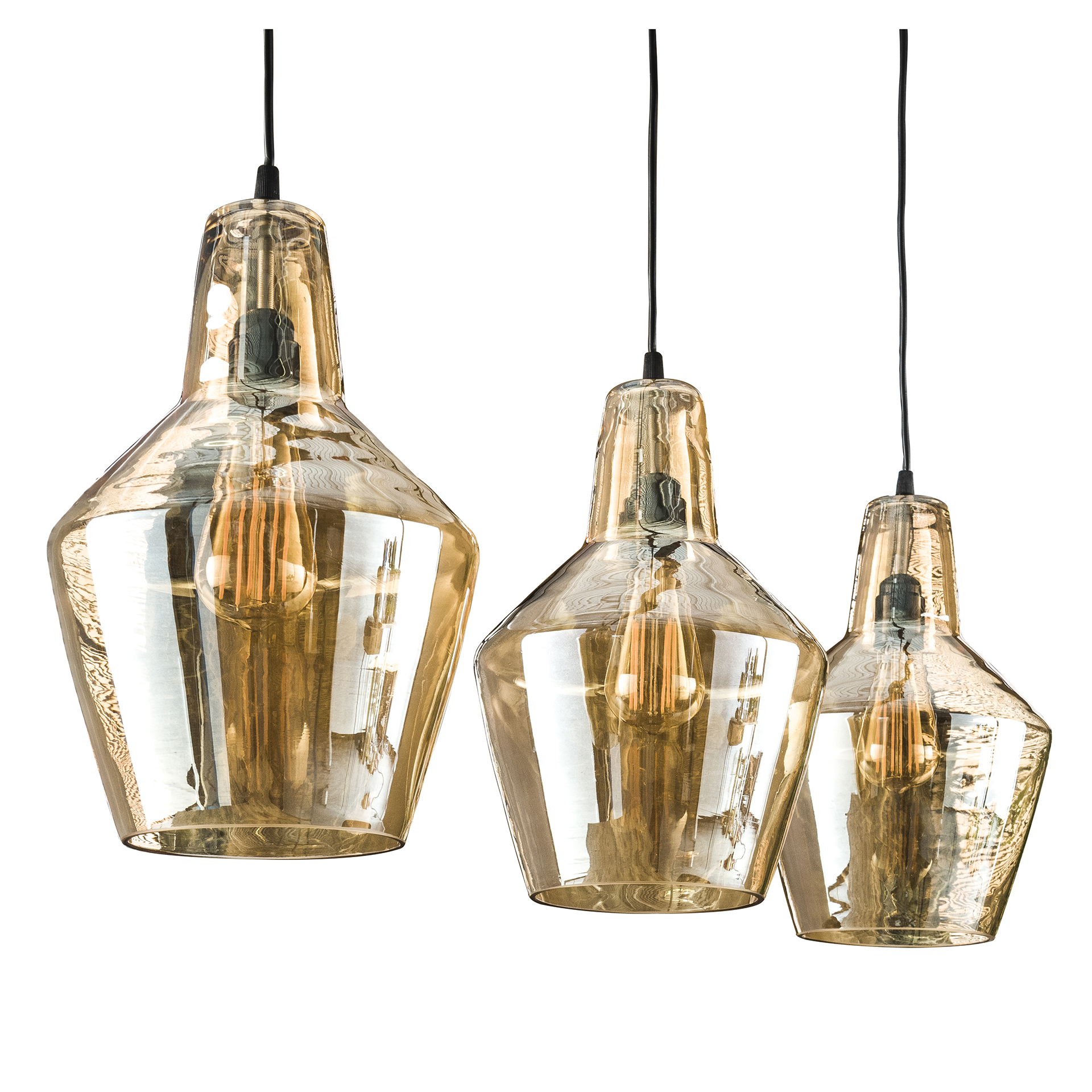 Hängelampe 3-flammig Glas modern Alt Silber Finish