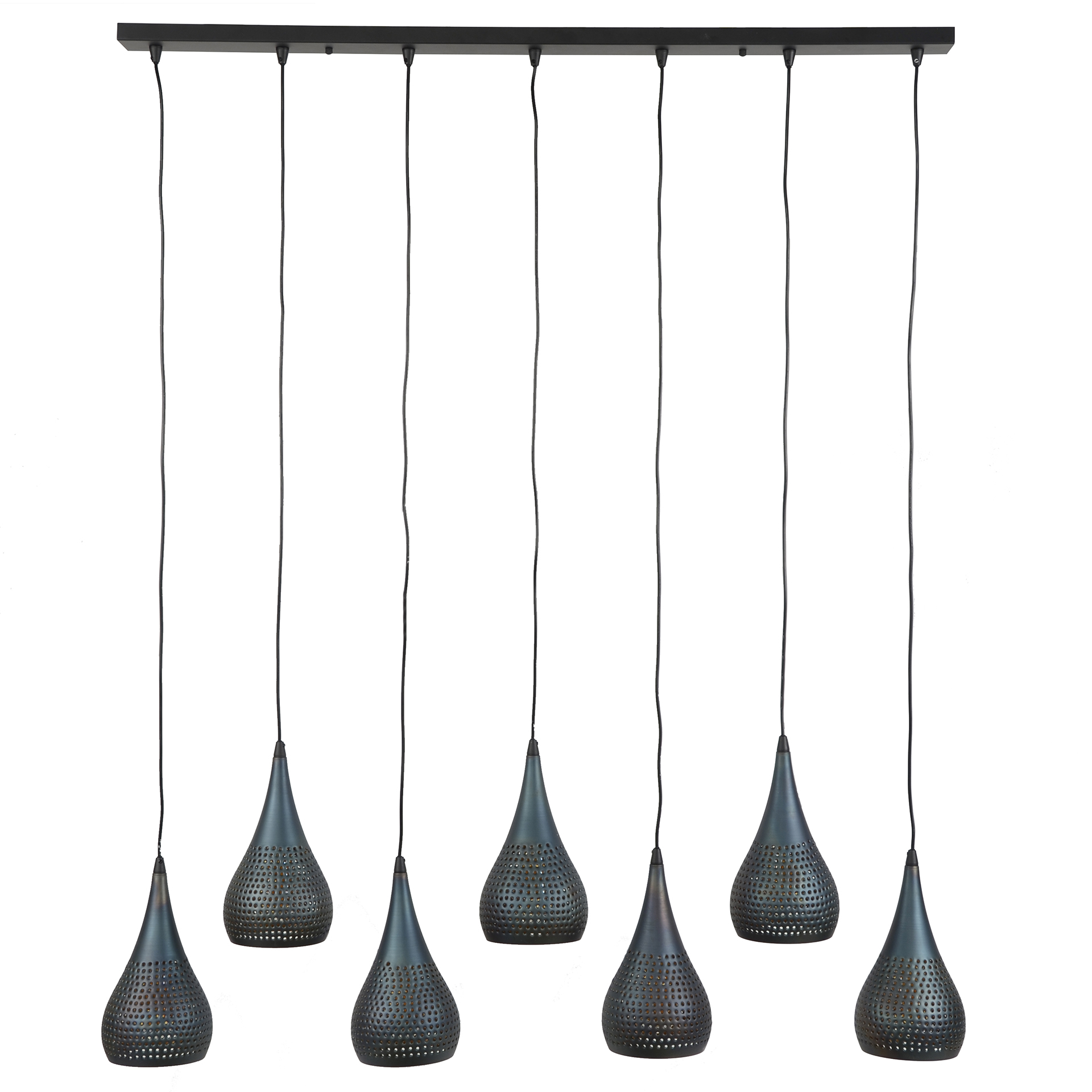 Design Hängelampe 7-flammig GRIOLA schwarz/bronze modern