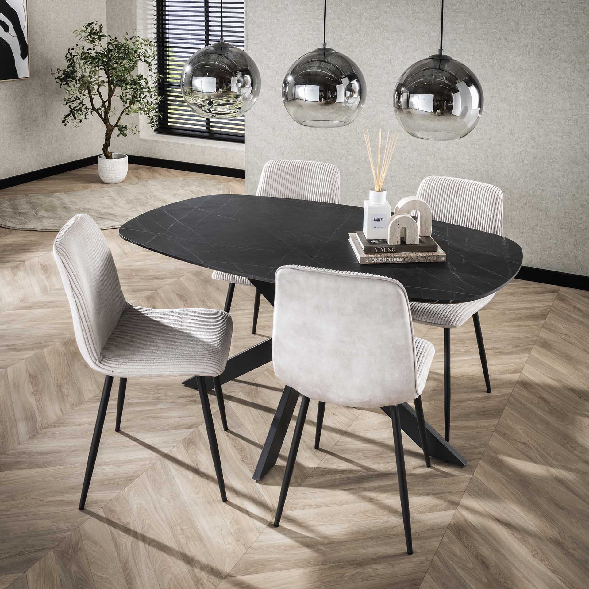 Esstisch 90x150 cm – Danish Oval Design in Keramikoptik