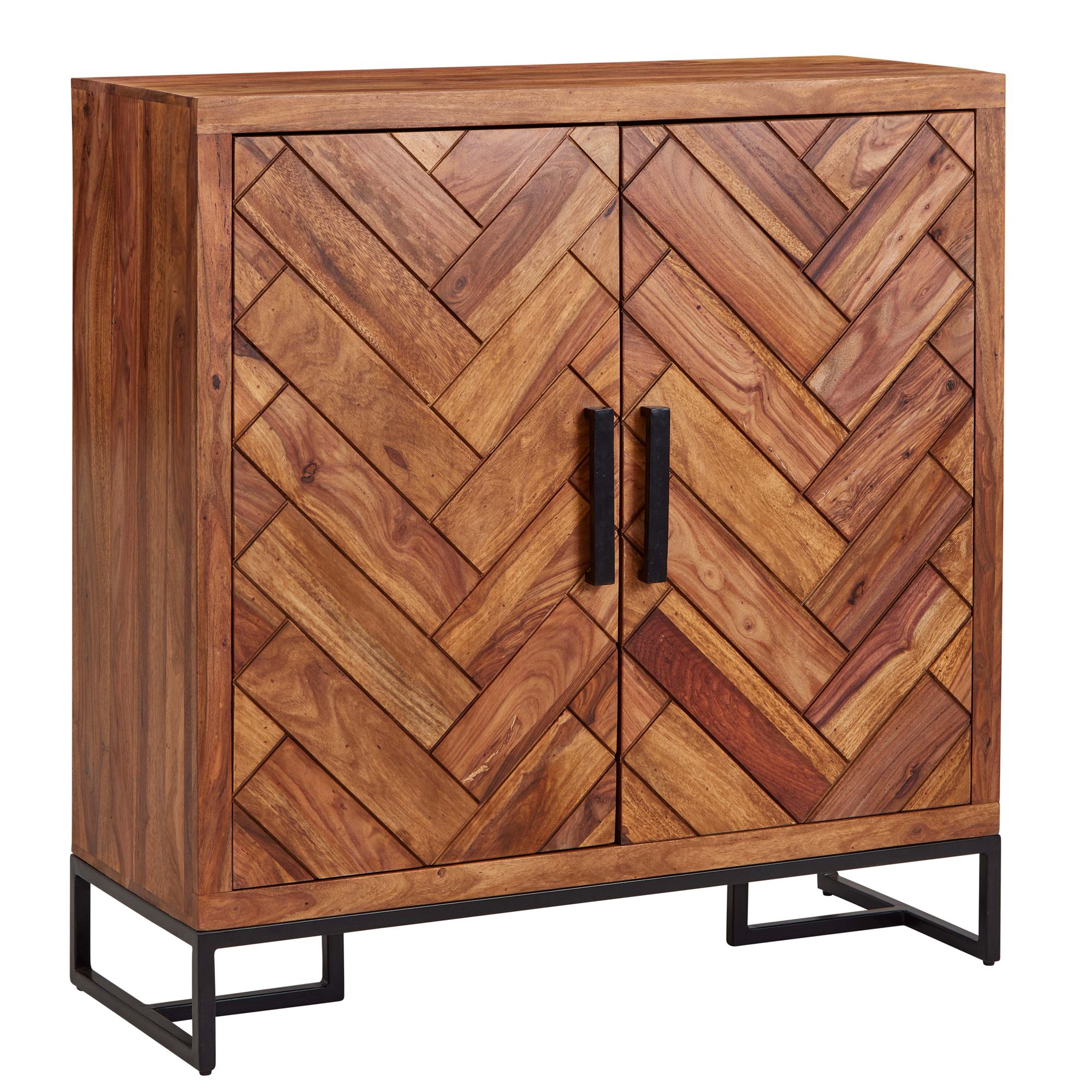 Wohnling Schuhschrank Sheesham Massivholz 100 cm Schuhregal Geschlossen