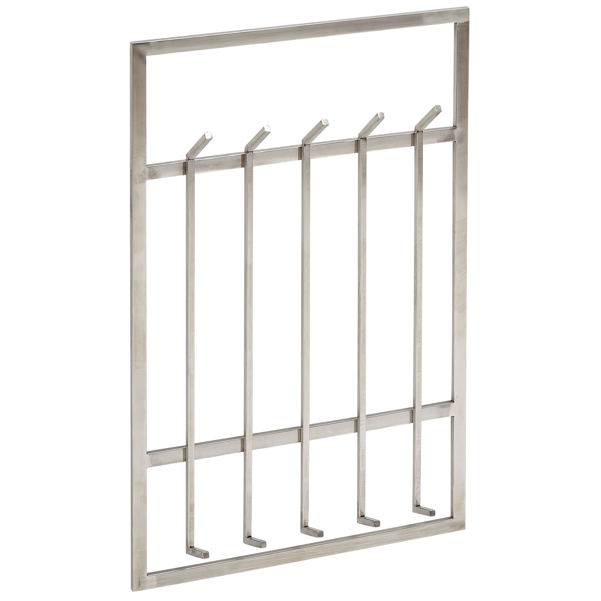 Wandgarderobe Metall Silber mit 10 Hacken Design Flurgarderobe Stahl
