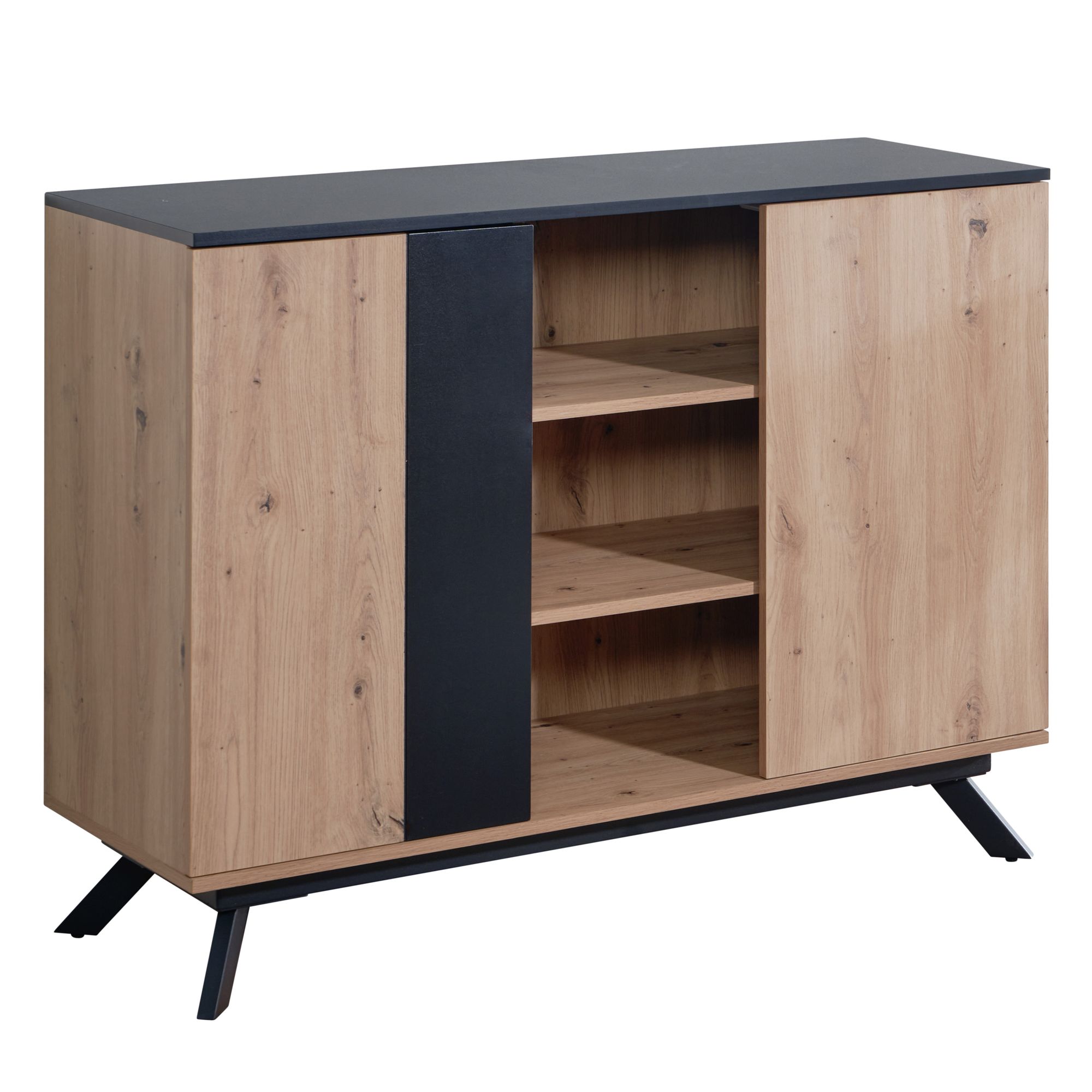 Sideboard 110 cm in Eiche-Dekor / Schwarz