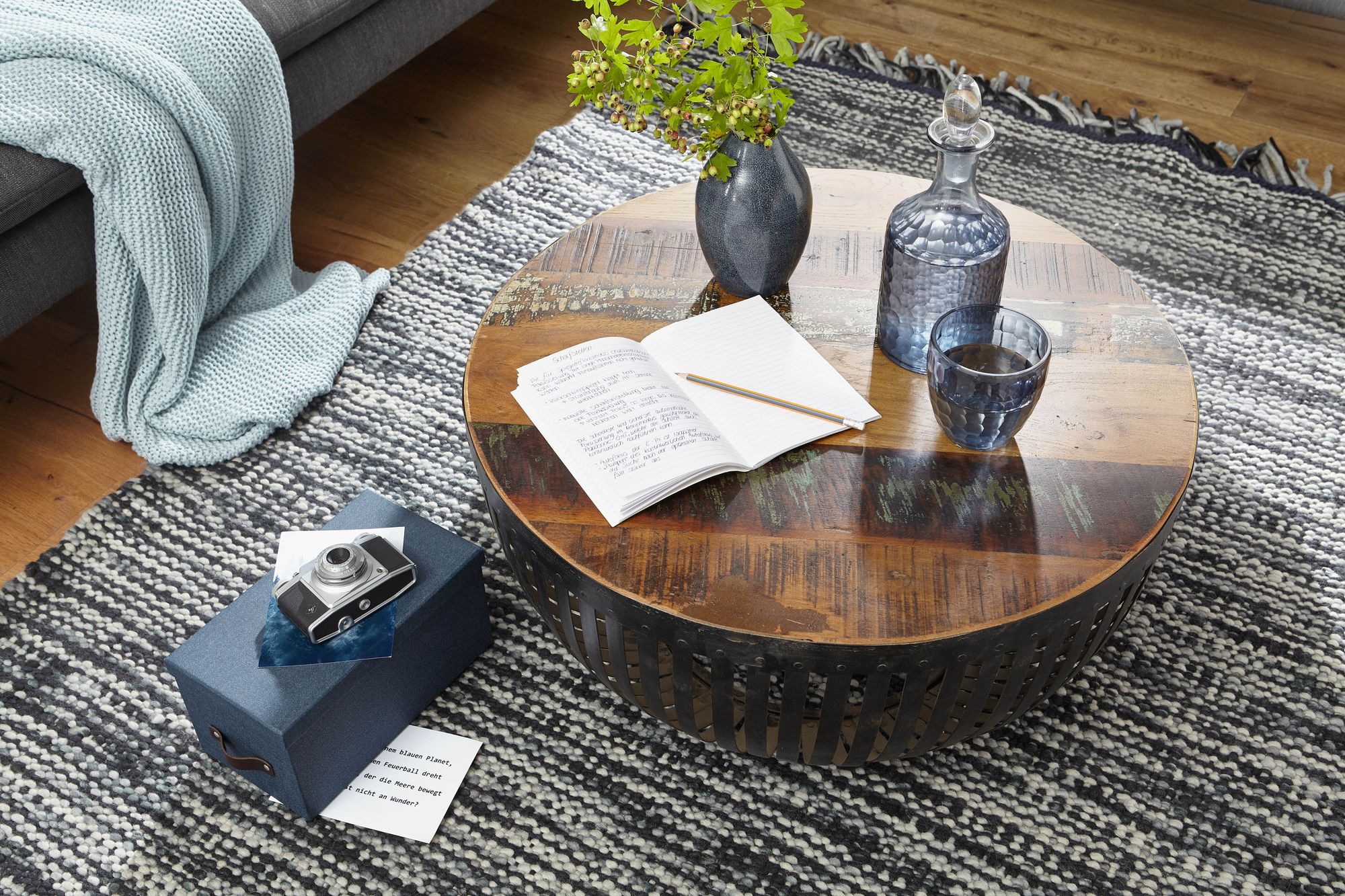 Flycity Konsolentisch Mit Ladestation 100cm - Schmaler Flurtisch In Vintagebraun