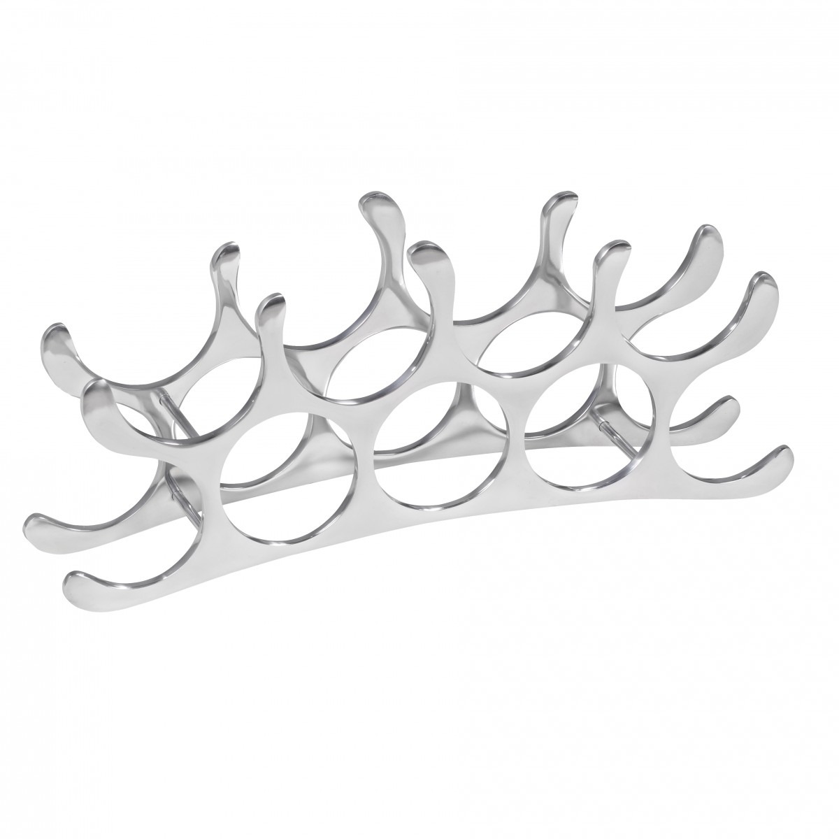 WOHNLING Design Aluminium Weinregal TONDO 9 Flaschen in Silber 55x20x12 cm | Flaschenregal Wein