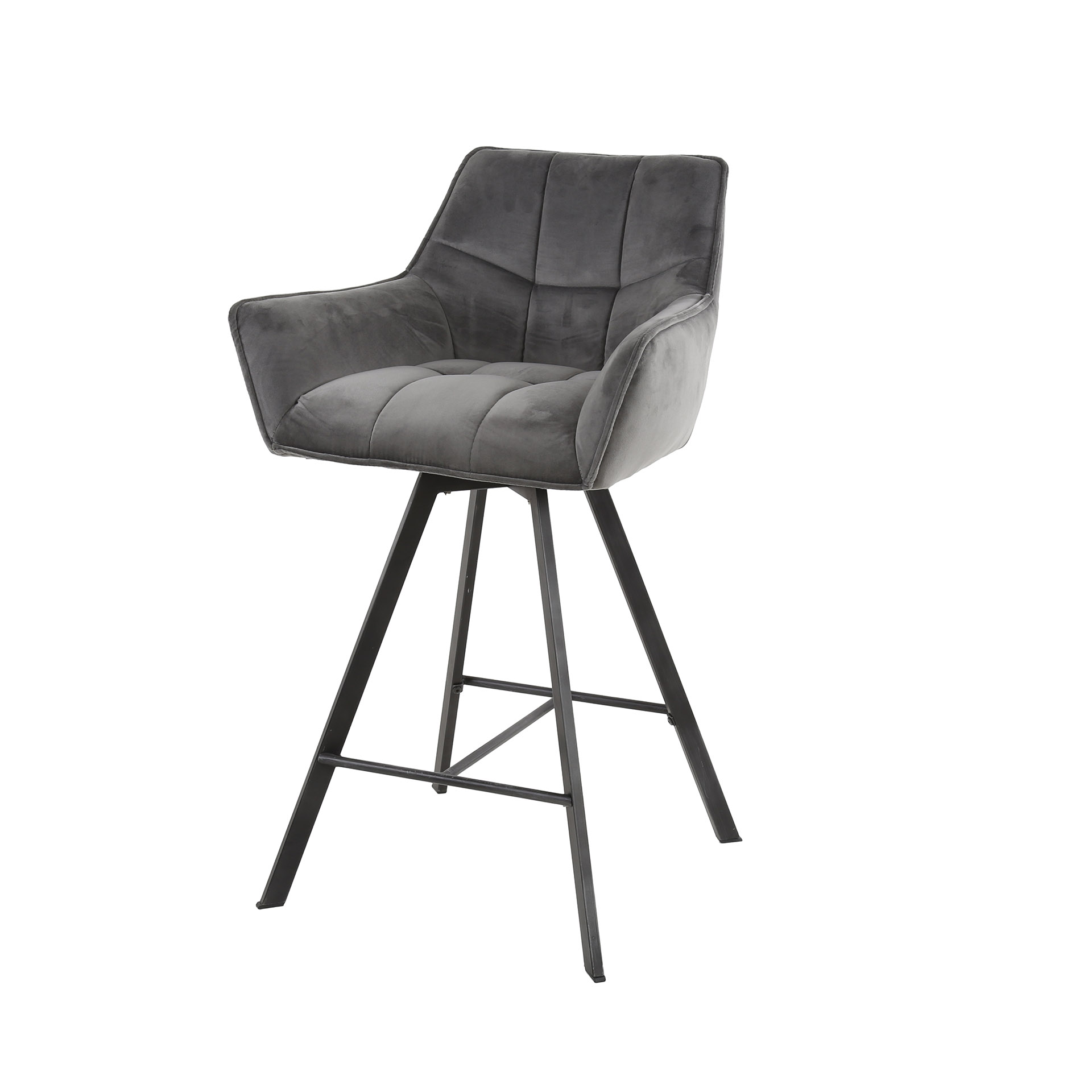 Drehbare Barstühle 2er-Set, veredelt mit Anthrazit velvet-Design Samt