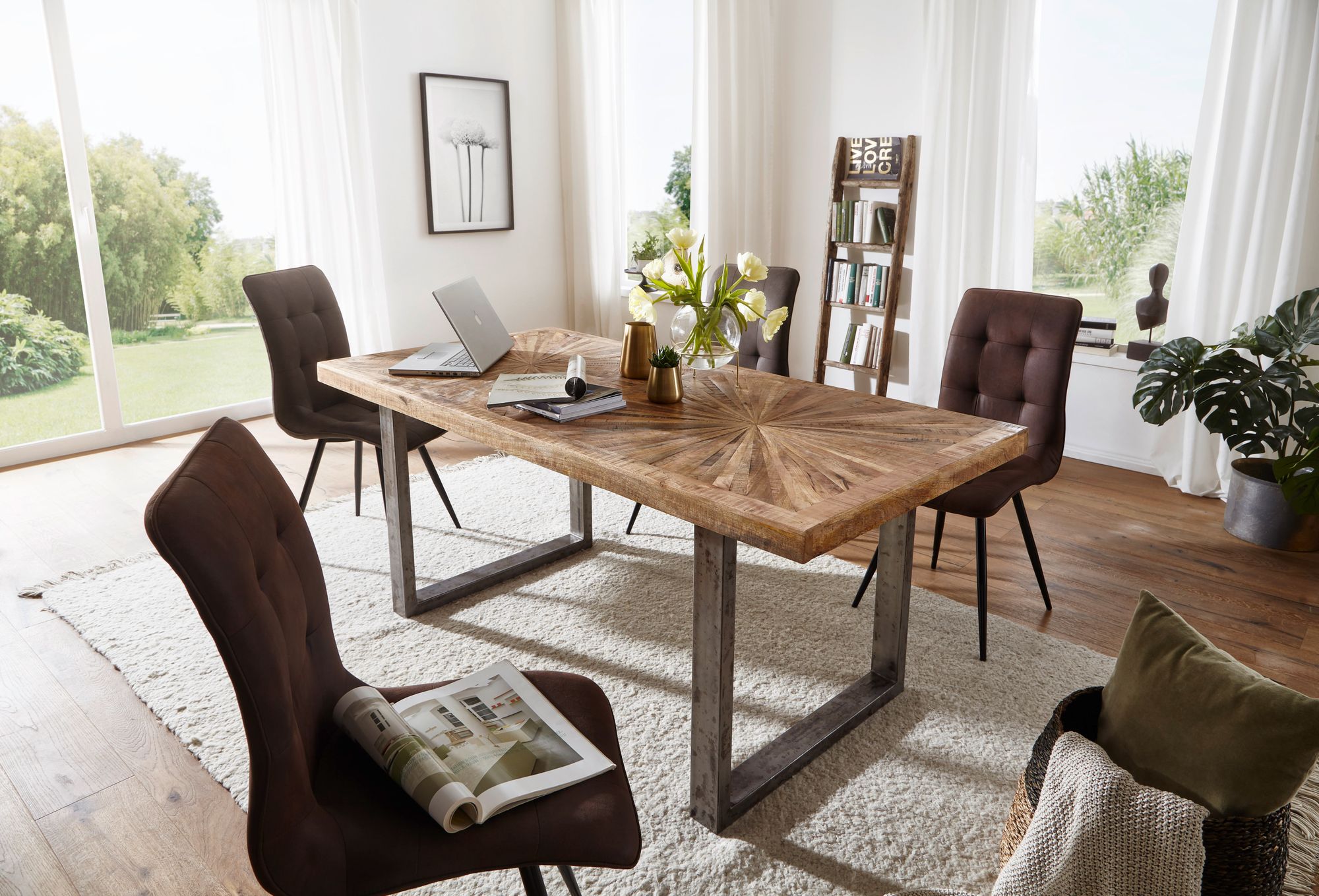 WOHNLING Design Esstisch Mango Massivholz 180 x 90 cm