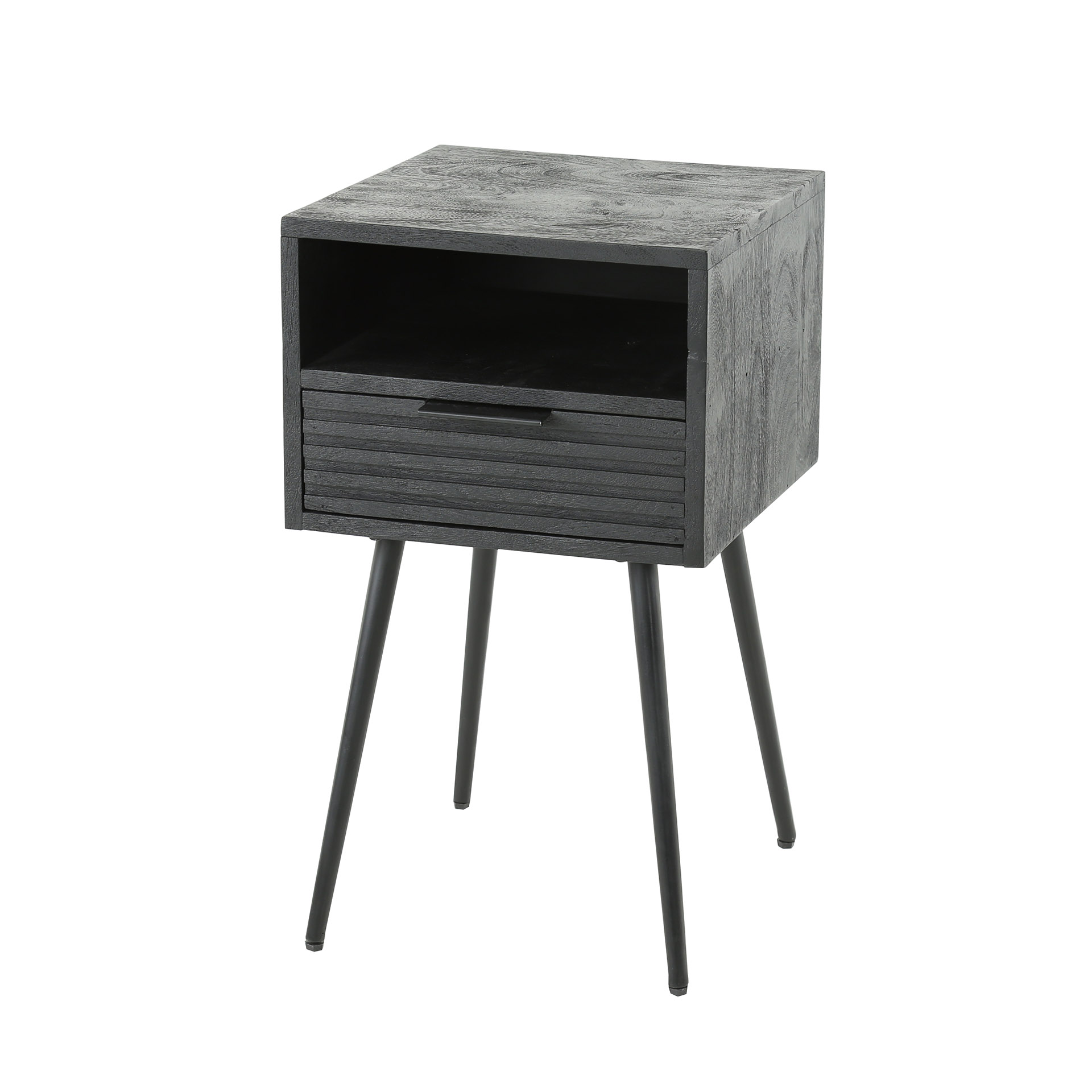 Home Designs Nachttisch 1L marina / Massiv mango schwarz
