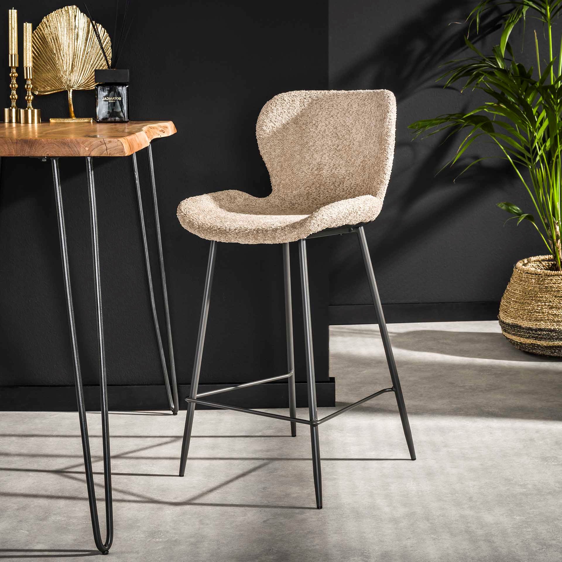 Home Designs Barhocker Rundrohr / Boucle sandfarben