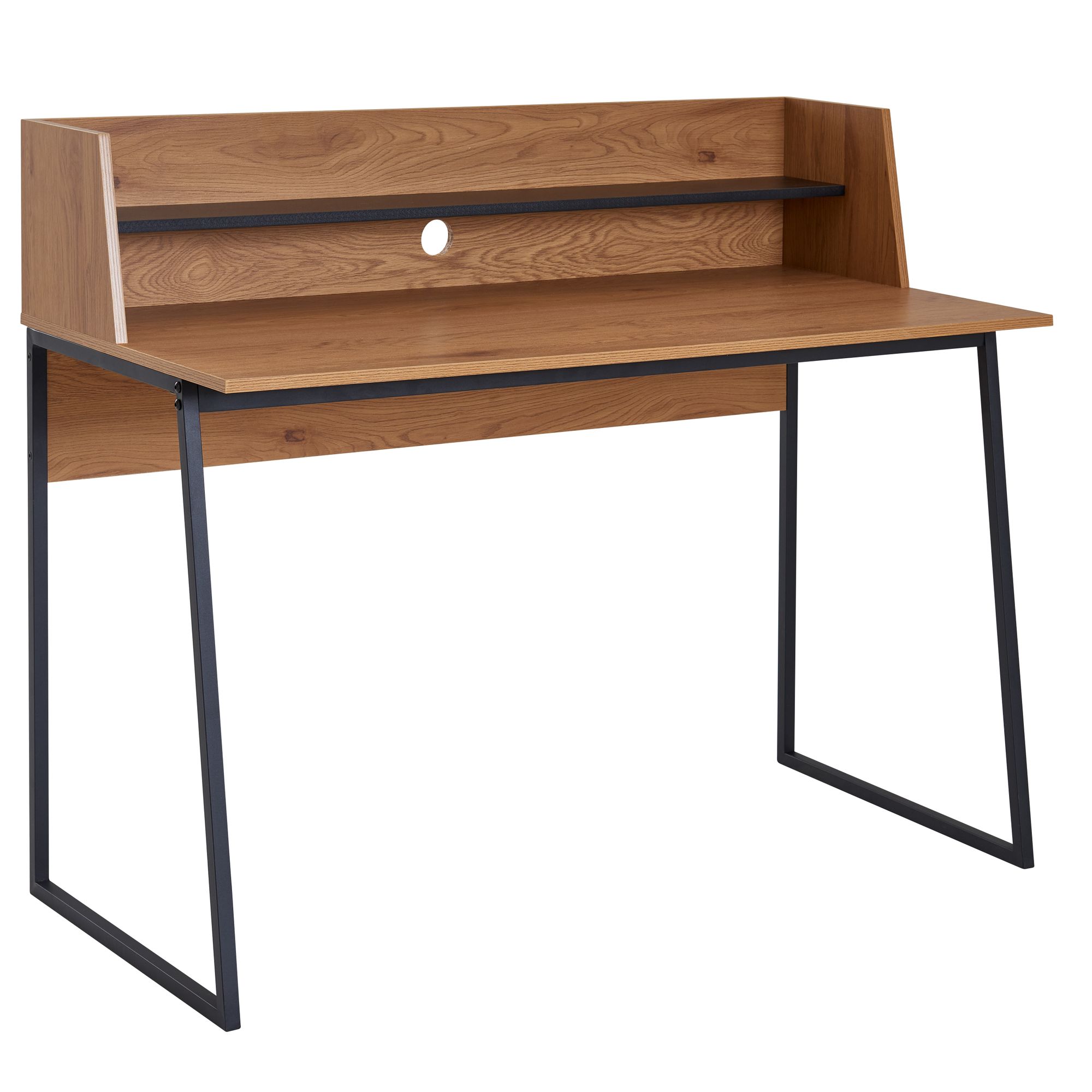 Design Schreibtisch Eiche Schwarz 120 cm Bürotisch Modern Laptoptisch mit Ablage