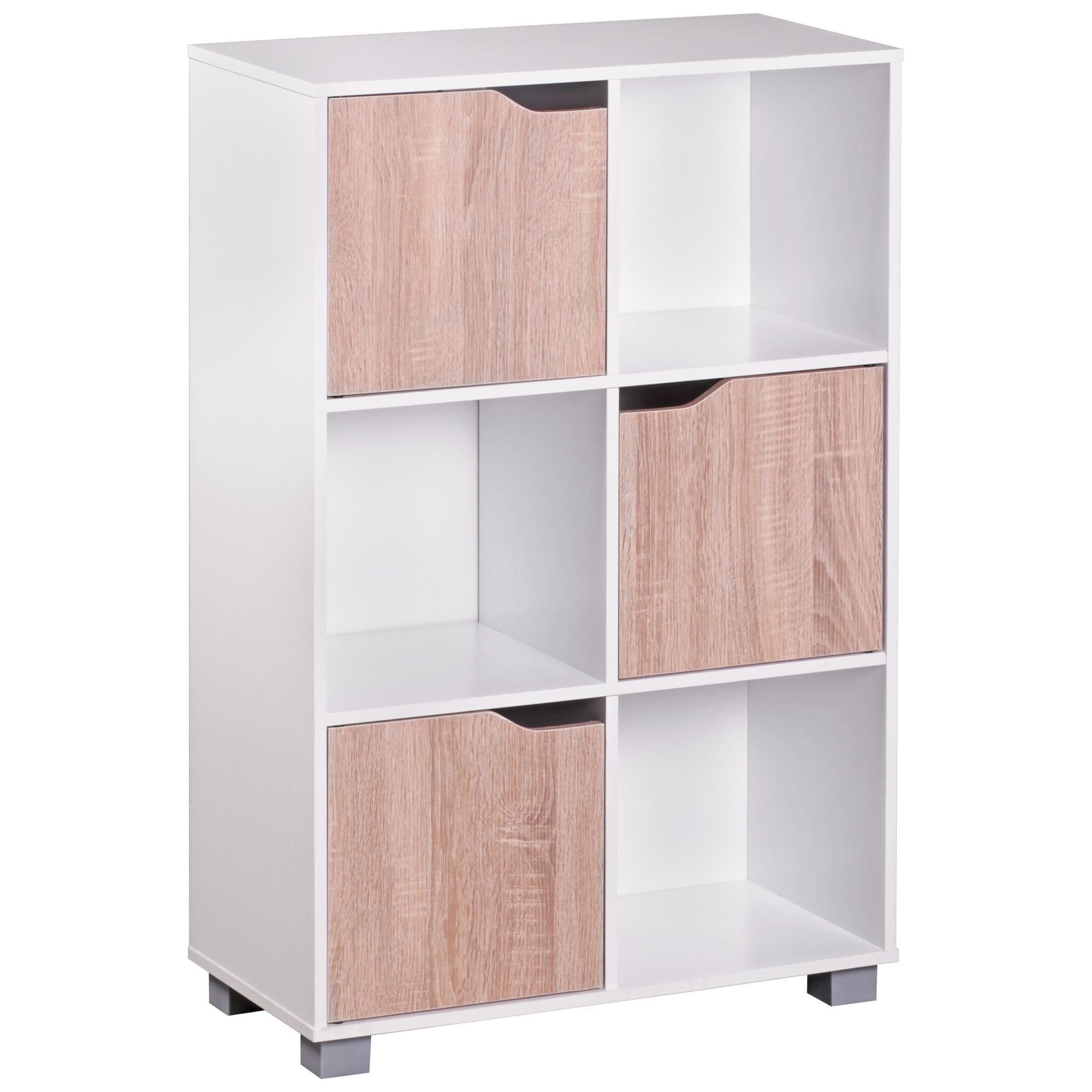 40533-Wohnling-Design-Buecherregal-MASSA-Modern-Holz-Weiss-mit-Tueren-Sonoma-Eiche-Standregal-freistehend-6-Faecher-60-x-90-x-30-cm--Buecherwand--Raumteiler--Wohnzimmerregal--Wandregal--b.jpg
