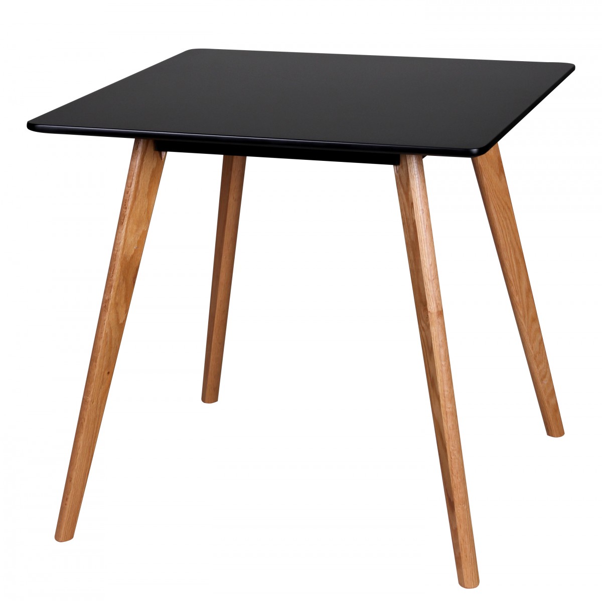 Retro Esstisch SCANIO 80 x 80 x 75 cm MDF Schwarz Matt Füße Eiche