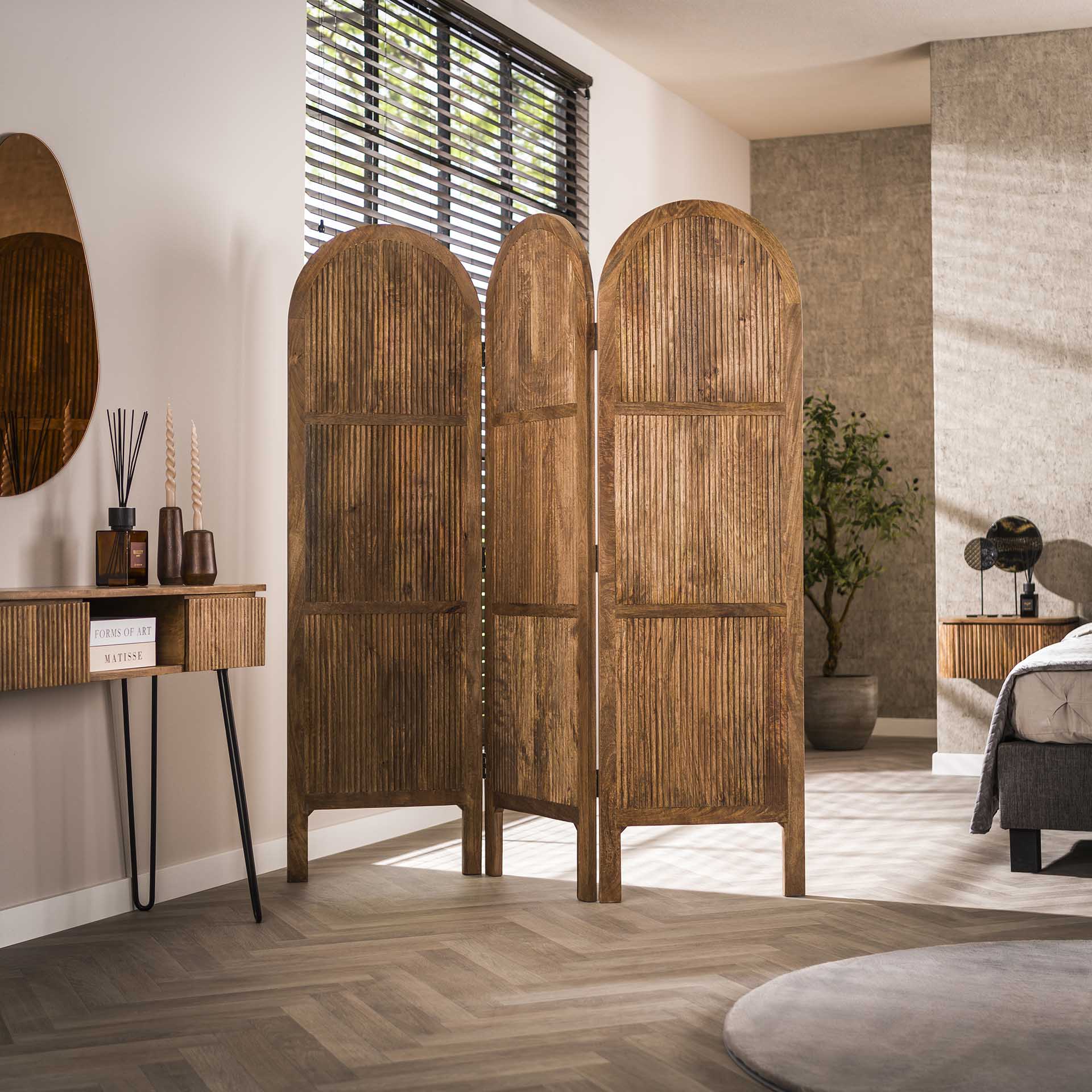 Raumteiler „Wave“ – 3-teilig aus Mangoholz