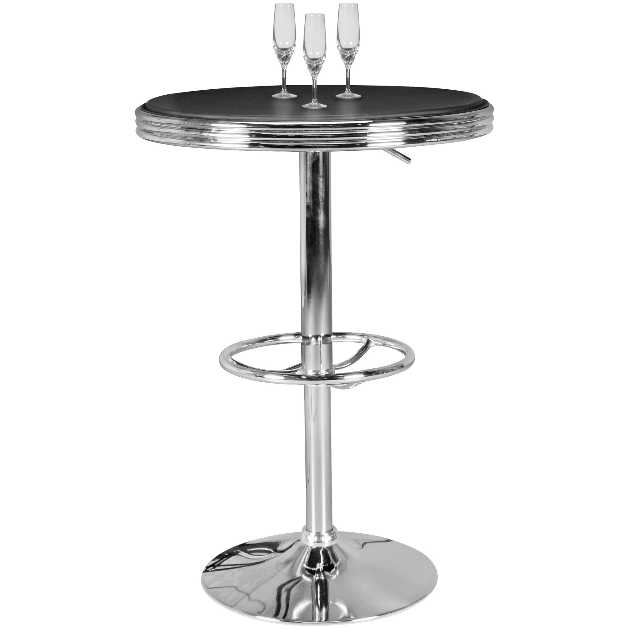 WOHNLING American Diner Bartisch ELVIS rund Ø 60 cm Aluminium Kunstlederbezug