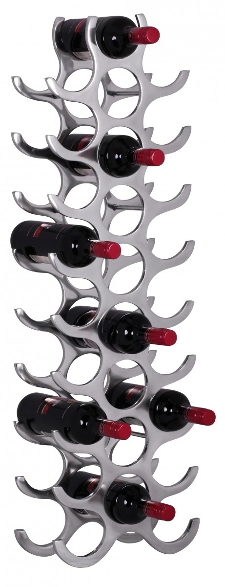 WOHNLING Design Aluminium Weinregal VINO 27 Flaschen in Silber