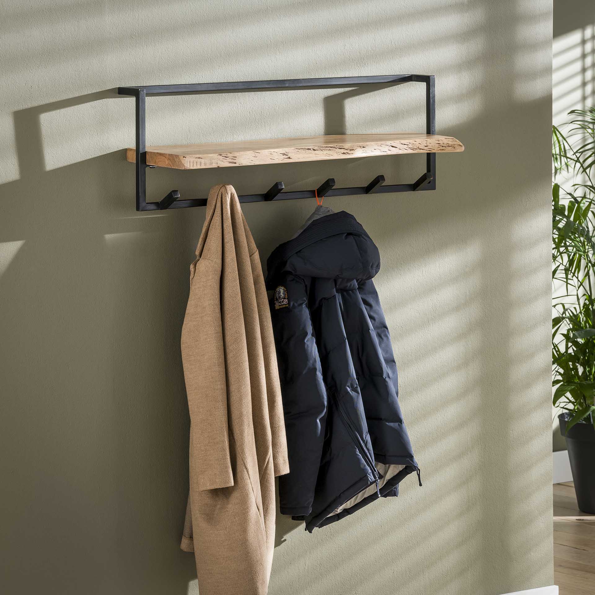 Garderobe mit Hutablage aus Akazienholz 100 cm breit