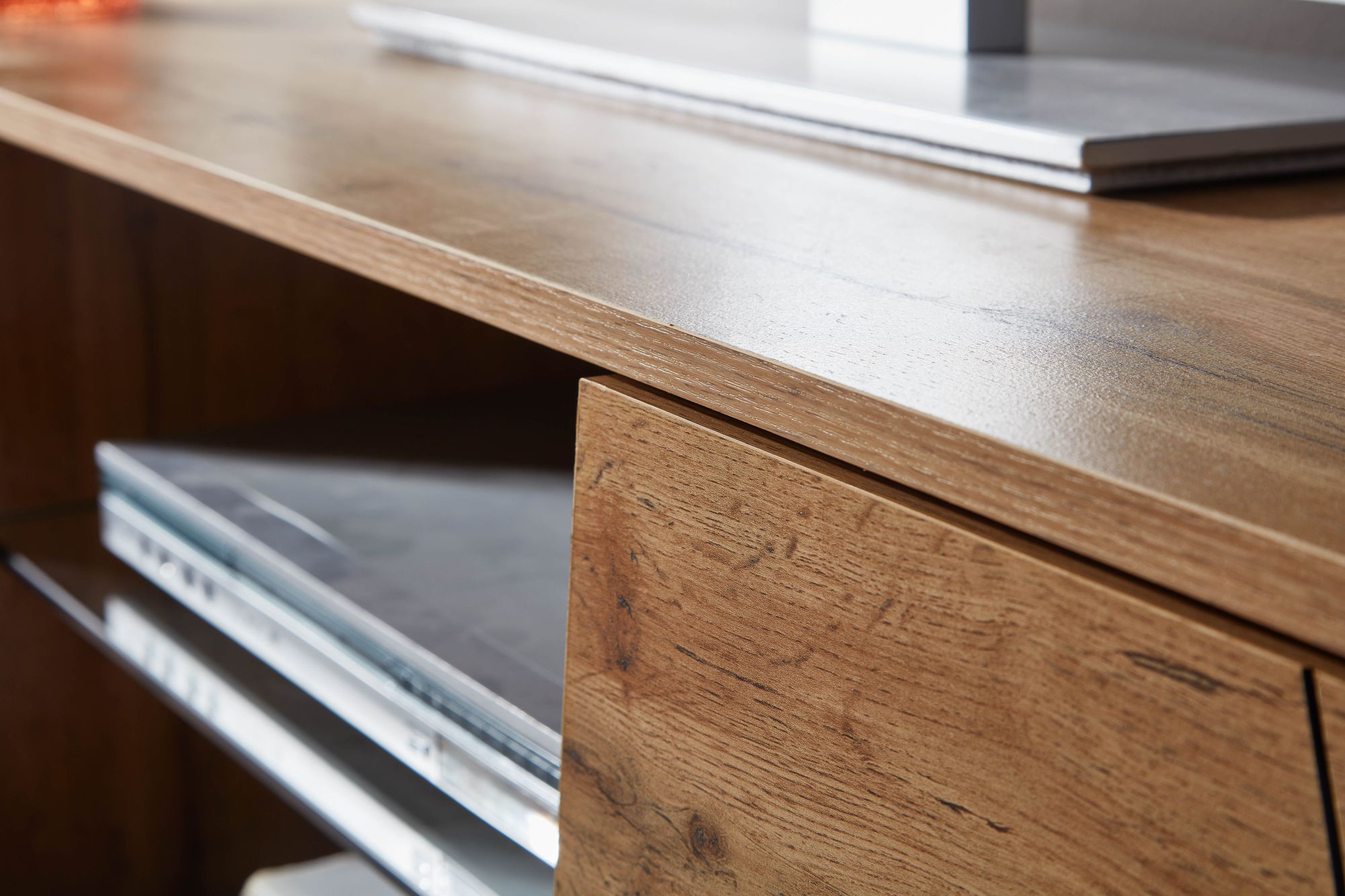 Wohnling Lowboard Holz Eiche-Dekor LAMO 160 cm TV-Kommode mit zwei Türen