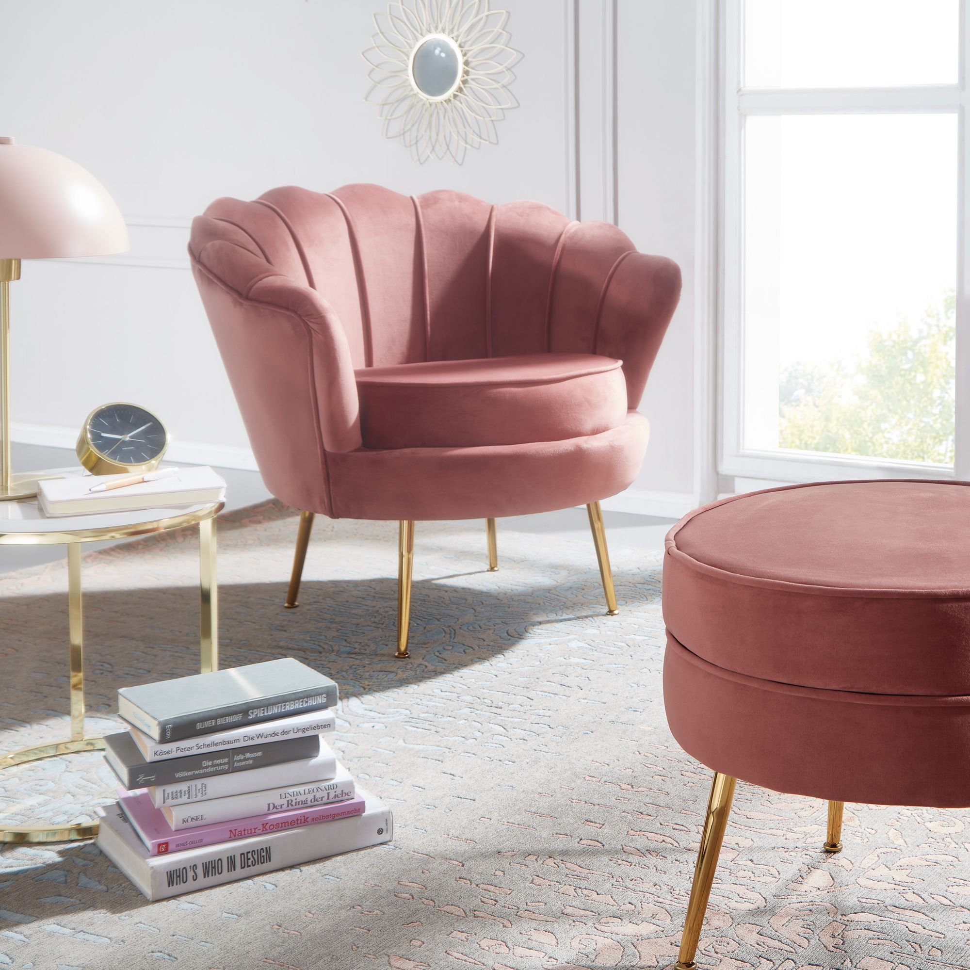 Sessel Tulpe Samt Pink Design Relaxsessel