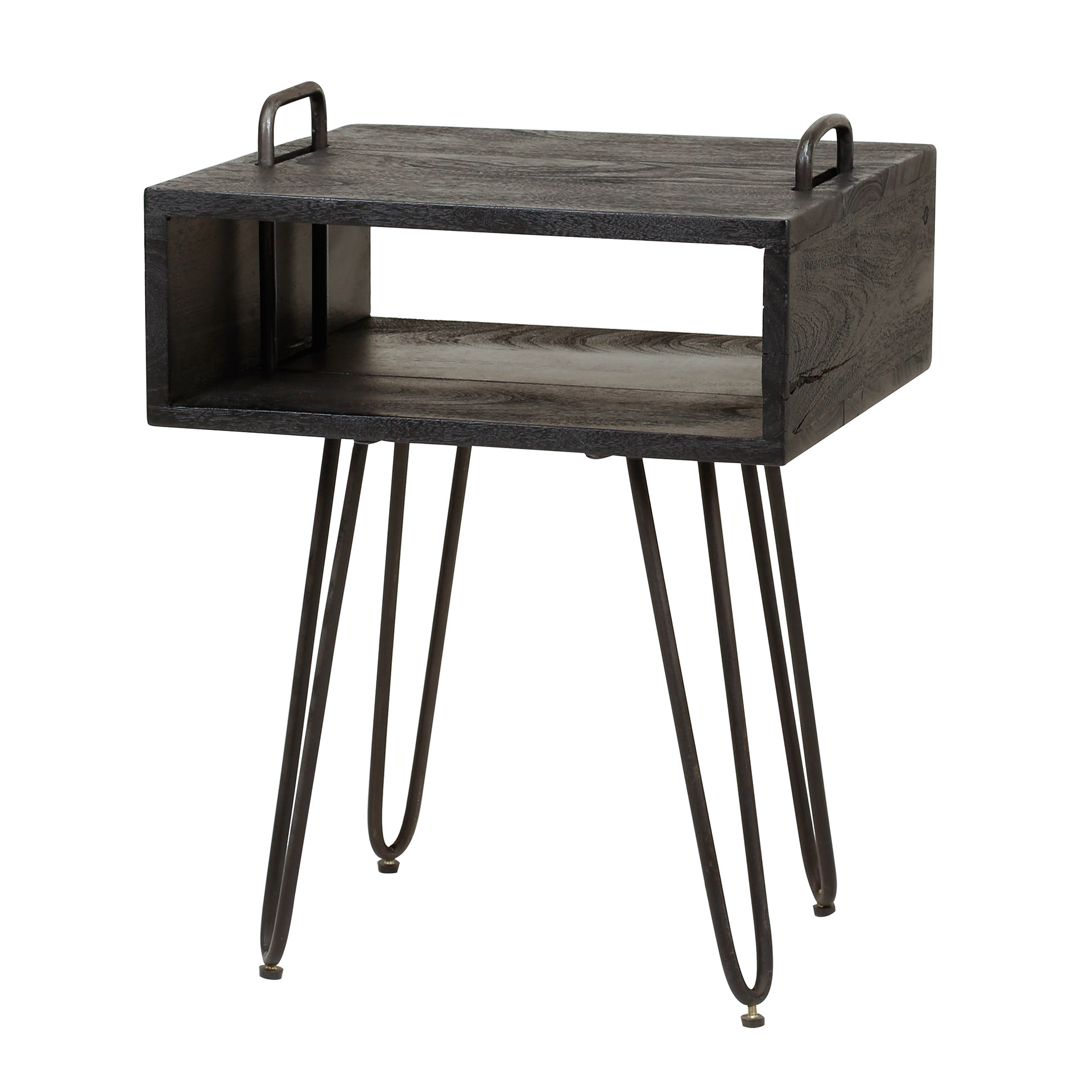 Nachttisch Yucon 40 cm offenes Fach schwarz Akazienholz