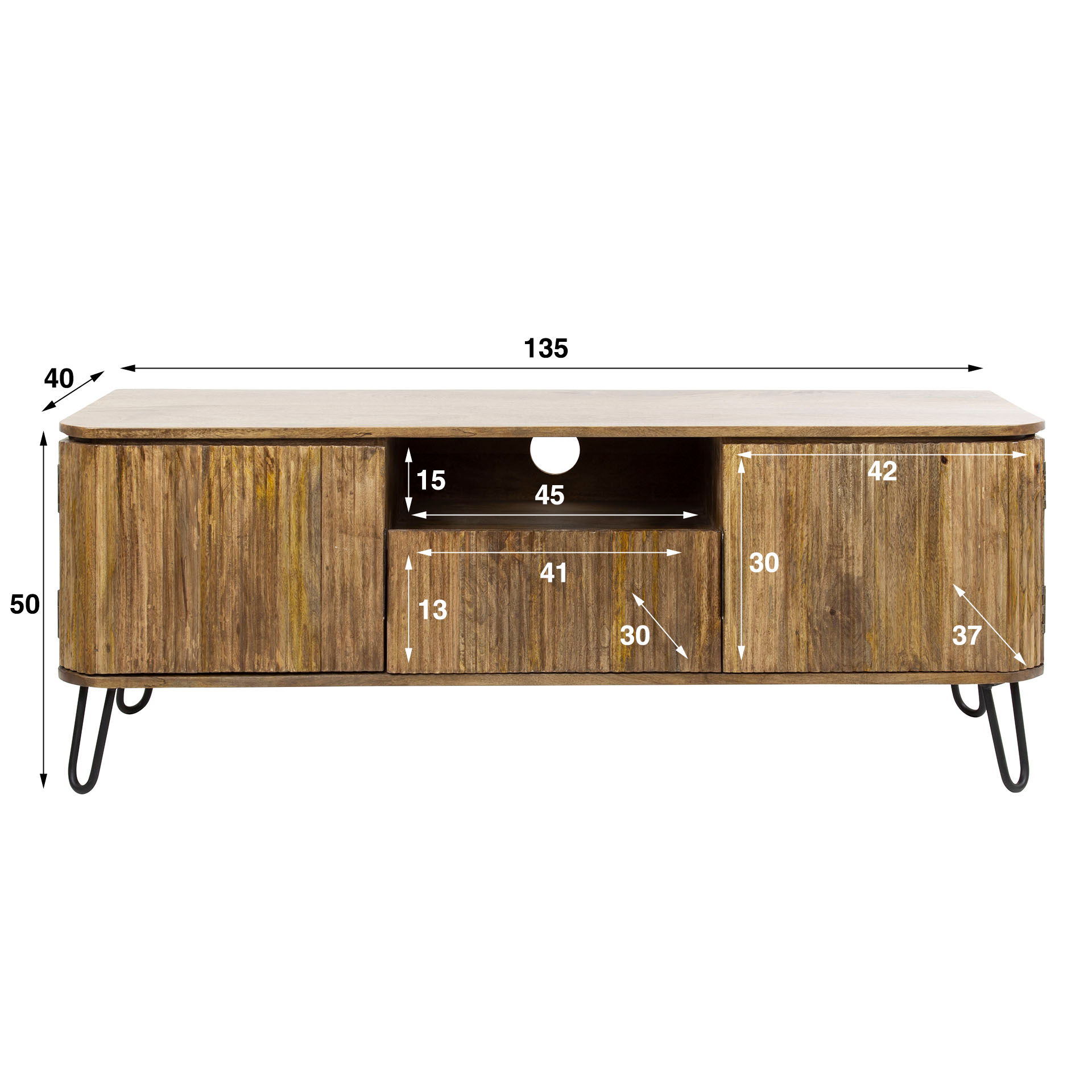 Home Designs TV-möbel wave / Massif mango Sandfarbe