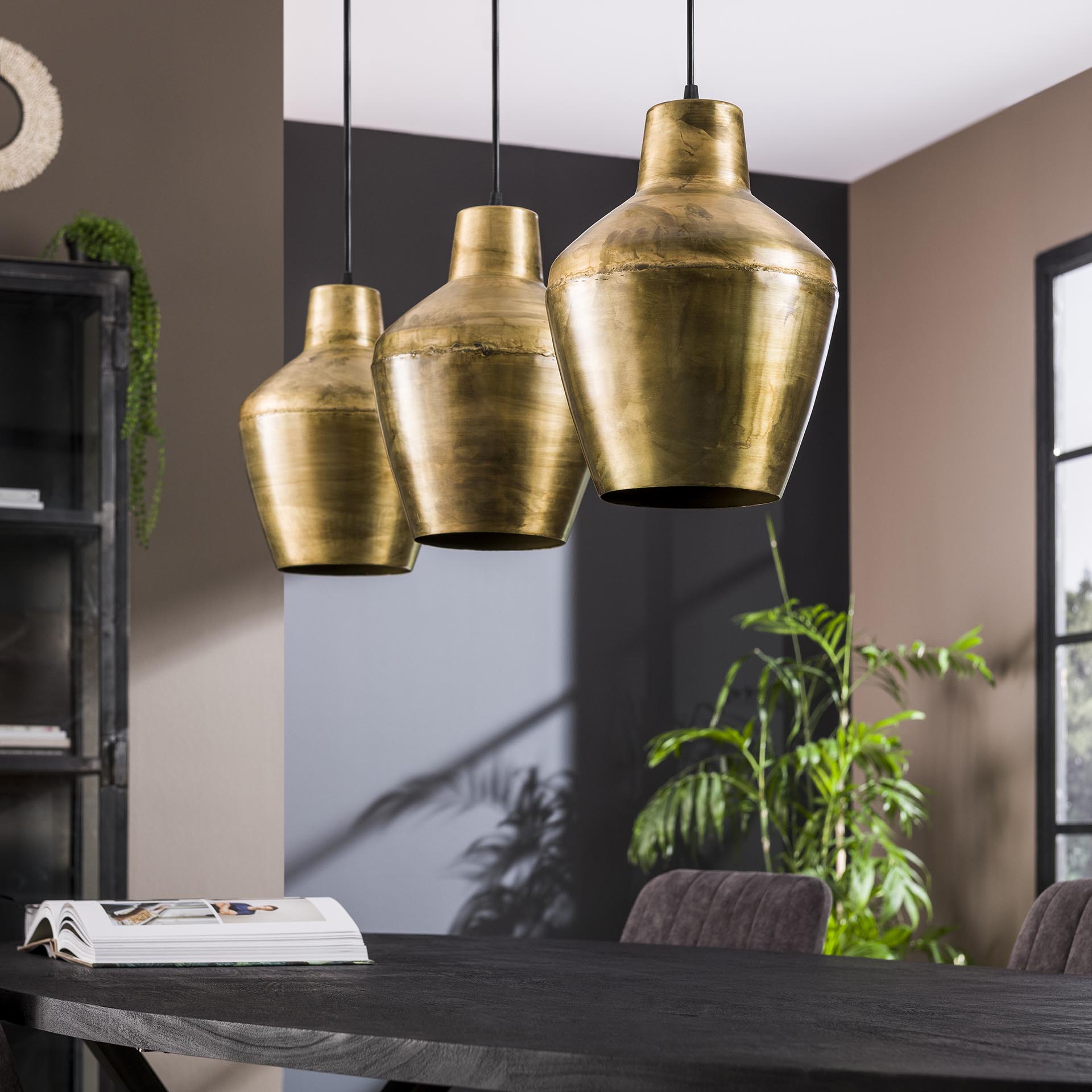 Home-Designs Hängelampe 3-flammig casablanca / Altgold E27 Industrial Stil